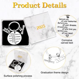 CDLong Class of 2025 Graduation Keychain - Senior 2025 Graduation Gifts for Her/Him, Inspirational Gifts for College Graduation/High School Graduation, Made of Stainless Steel