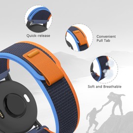 Koazon Trail Loop Nylon 20mm Watch Bands Compatible with Garmin Forerunner 55/165/Vivoactive 5,Soft Breathable Adjustable Sports Replacement Strap for Garmin Venu Sq 2/Sq/Venu Men Women