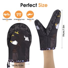 Mini Oven Mitts Cute,Silicone Oven Mitts Heat Resistant 500℉ with Non-Slip Grip and Soft Quilted Cotton Lining for Kitchen Cooking and Baking. Machine Washable-Eagles