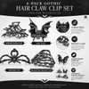 4PCS Gothic Hair Claw Clips, Spider Bat Skull Designs for