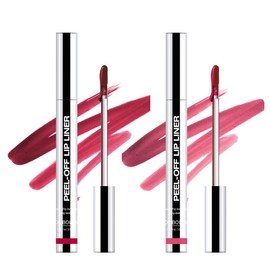 JIMYAUQIN 2Pcs Peel-Off Matte Lip Stain - Long-Lasting Lip Liner Tattoo, Waterproof & Transfer-Proof for All Skin Types (Delicate Pink+Pinkish Red, 2Pcs)