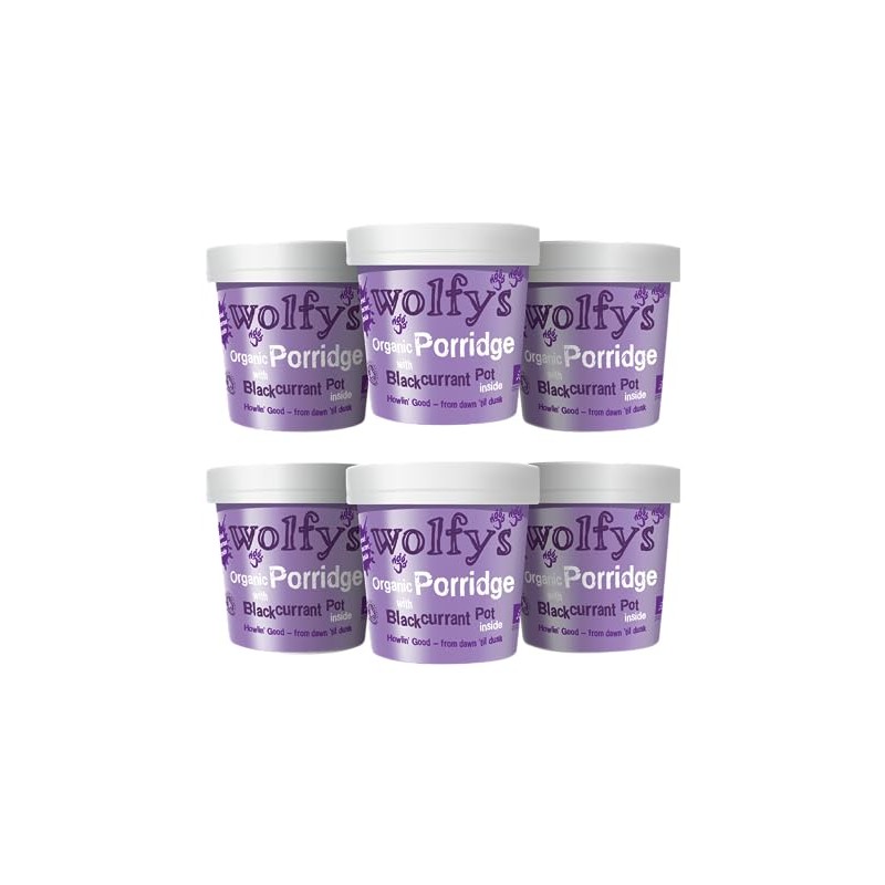 Wolfys Wolfy's Organic Porridge with Blackcurrant Jam (90g) (Packof 6)