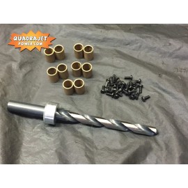 Quadrajet Secondary Shaft Bushing Kit Self Guiding Drill Bit, Bushings, Screws.