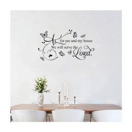 MYMKO As for Me and My House We Will Serve The Lord Size 11x21'' UV DTF Wall Car Mirror Decal, Peel and Stick Wall Art Decal for Living Room Bedroom Kitchen TV Wall, Wall Stickers Decor