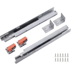 6 Pair 21 Inch Ball Bearing Full Extension Soft Close Undermount Drawer Slides, Bottom Mount Slow Self Closing Cabinet Metal Drawer Rails with Runner, Locking Device, Back Bracket and Screws