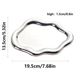 ARJDXDP Ceramic Jewellery Bowl, Ring Holder, Decorative Tray, Key Rack, Earrings, Necklaces, Jewellery Bowl, Silver Tray, Dressing Table, Birthday Gift for Women (Silver)