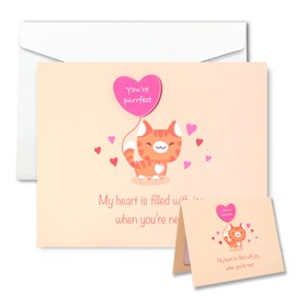LOMIPOP Animated Greeting Card with dynamic pic inside, 6.1 * 4.8in Individual Handmade Happy Birthday Greeting Card,with Envelope & Printed Message Inside (Valentine Cute Cat)