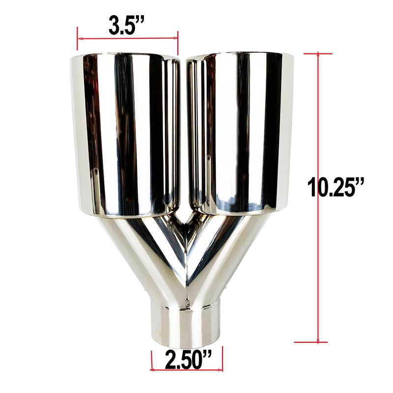 NETAMI 2.5"Inlet to 3.5"Outlet Dual Exhaust Tip Stainless Steel Polish