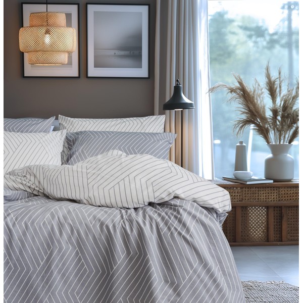 LERUUM Bed Linen Set 135 x 200 cm Cotton Grey
