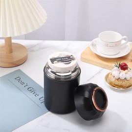 Vuzsbcmx Insulated Food Flask for Hot Food, 17 oz Insulated Food Jar with Folding Spoon and Foldable Fork, Leak Proof Double Wall Vacuum Insulated Soup Container Keep Food/Liquid Hot Or Cold