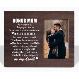 To Step Mother Gifts Picture Frame, I Hope You Know How Much You Mean to Me, Tabletop Picture Frame Plaque Gift, Gift for Bonus Mom, Mother's Day Gift for Step Mom, Adoptive Mom Christmas Gift