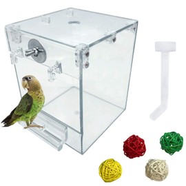 PINVNBY Bird Bath Box for Cage,No-Leakage Parakeet Bathtub Parrot Hanging Tube Shower Box Birds Cage Accessory with Water Injector & Balls Toys for Small Pet Birds Canary Lovebirds Budgies(6 Pcs)