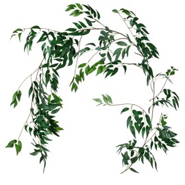LJDJ Green Leaf Garland Decorations - 5.4 Feet Artificial Silk Fabric Willow Plant Leaves Vines Twigs Garland String Indoor/Outdoor Wedding Decor Jungle Luau Party Supplies Faux Greenery Crowns Wreath