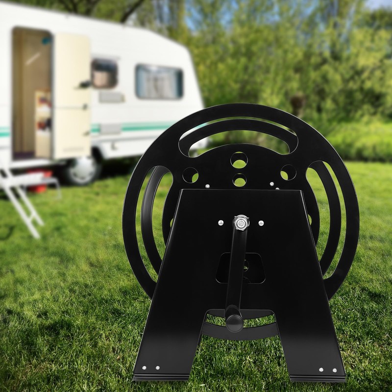 RV Extension Cord Storage Reel, Mountable Metal Reel Frame Holds