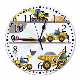 KEEPSUPER Clock Building Machines Wall Clock 10 Inch Silent Non-Ticking Clocks Battery Operated for Home Living Laundry Room Kitchen Bedroom Office