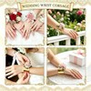 AMAWIN 6 Pcs Gold Corsage Cuff Bracelets Bulk for Wedding