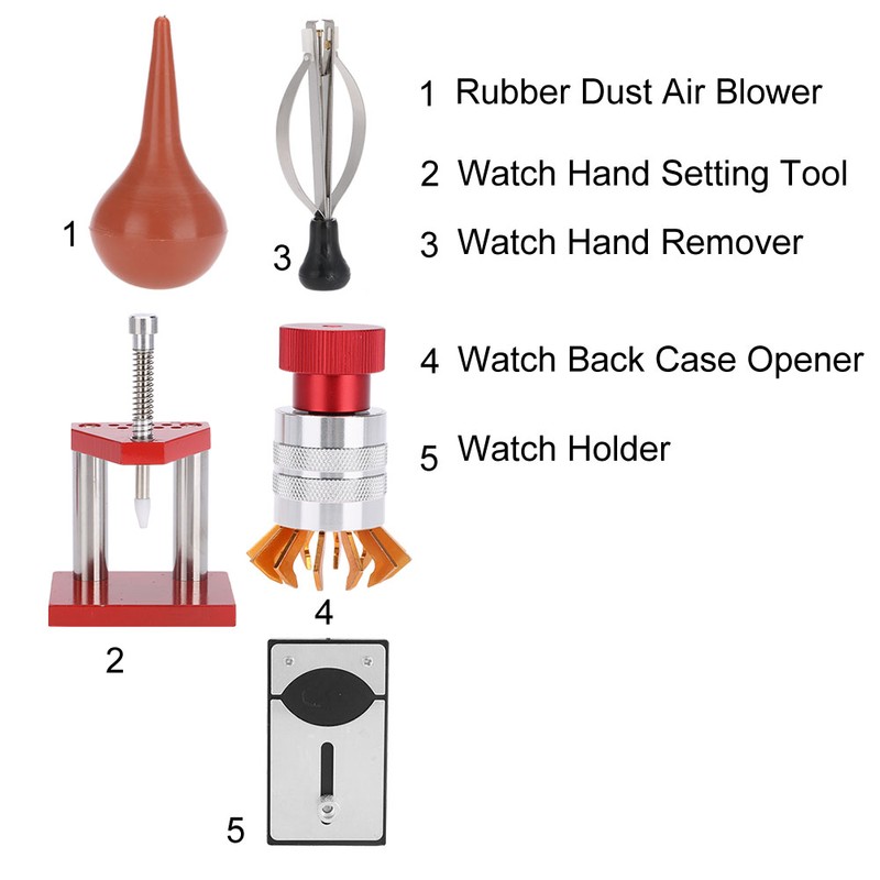 5Pcs Watch Repair Set Kit Rubber Dust Air Blower Watch