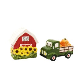 Cosmos Gifts 21034 Sunflower Barn and Pumpkin Truck Salt and Pepper Shaker