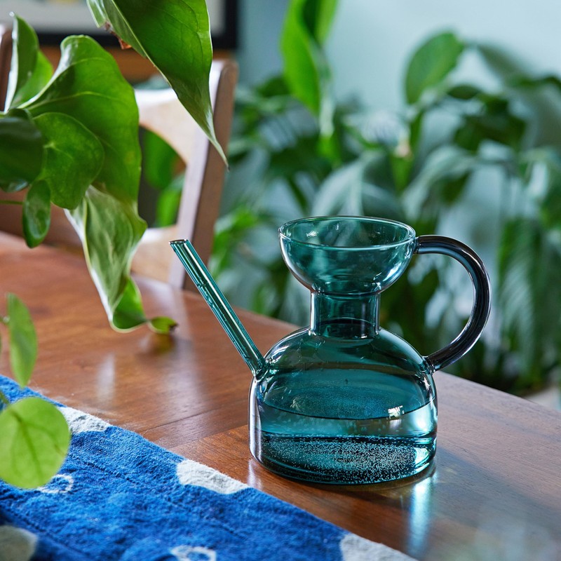 Modern Sprout Handcrafted Borosilicate Glass Watering Can, Long Spout for
