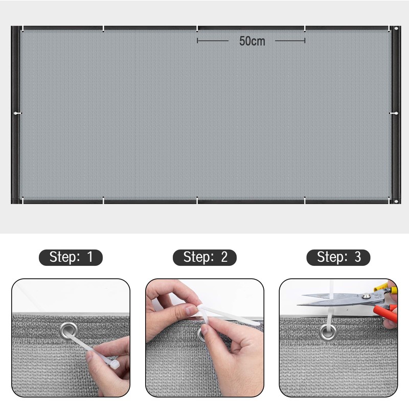 COOL AREA Balcony Privacy Screen, HDPE UV Protection, Slightly Transparent,