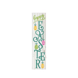 Twisted R Design Happy Easter Unique Vertical Spring Decor Wooden Sign, 24" Hanging/Standing Farmhouse Easter Decor, Directly Printed Home Decorations For Easter, Cozy Wall Decor, 2ft