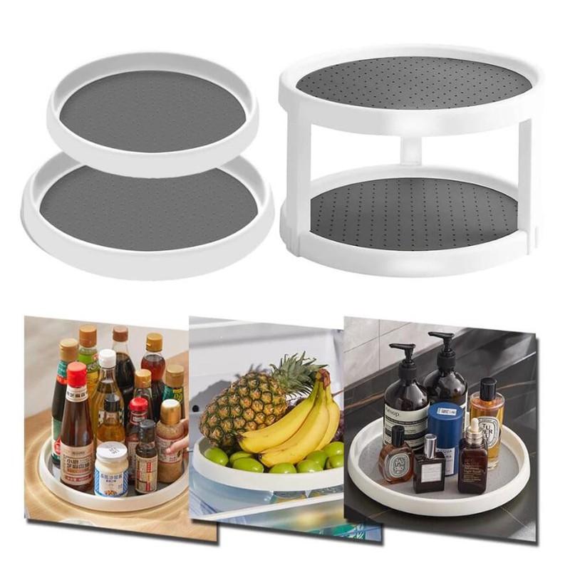 2 Tier 10 Inch Non Skid Spice Rack Turntable, 25cm