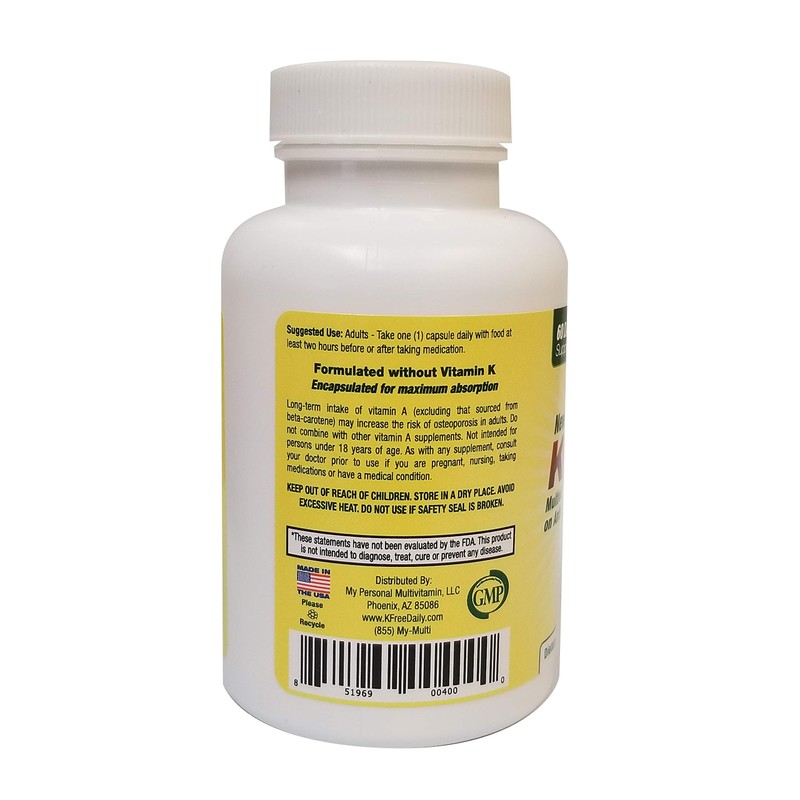 K Free Daily Multivitamin - No Vitamin K - Safe