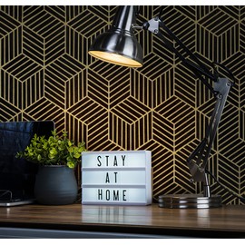 CiCiwind Wallpaper Black and Gold Peel and Stick Wallpaper Geometric Striped Hexagon Wallpaper Removable Self Adhesive Wall Paper Waterproof Vinyl Contact Paper for Cabinets Shelf Drawer 15.7"x78.7"