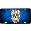Sugar Skull Front License Plate with Custom Background Options