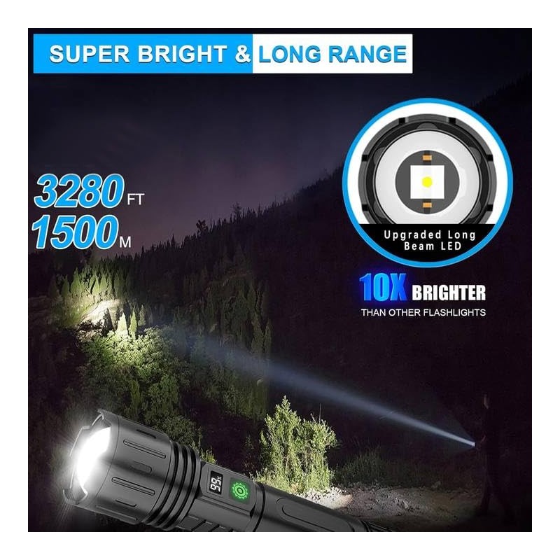 MOREVAC Rechargeable LED Flashlights High Lumens, High Lumens & 1500