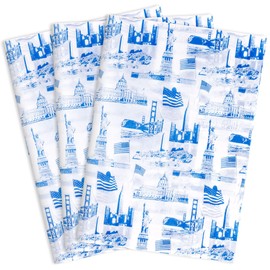 MR FIVE 60 Sheets Blue American Buildings Tissue Paper Bulk,14" x 20",Blue Iconic Buildings Pattern Tissue Paper for Gift Bags,Blue Tissue Paper for Independence Day 4th of July Holiday Party