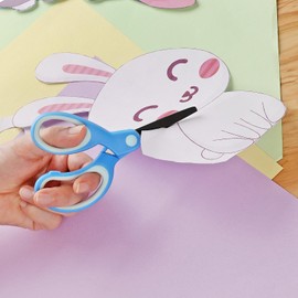 Asdirne Left Handed Kids Scissors, Safety Children Scissors with Blunt Tip Stainless Steel Blades and Soft Grip, Great for Home and School, Assorted Color, 13.5cm, 3 Pack