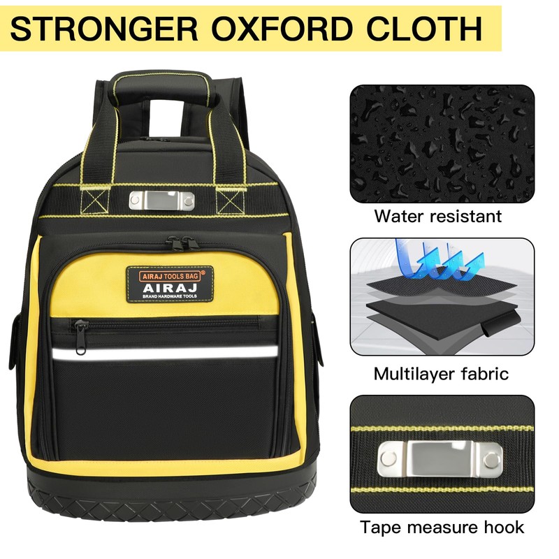 AIRAJ PRO Tool Backpack,17"Heavy Duty Tool Backpack Bag with Waterproof