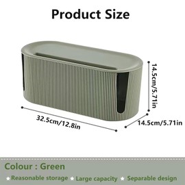 Cable Box, Dustproof Cable Management Box, Cable Management Box, Cable Box for Hiding Cables and Power Strips, Adapters and Cables, Cable Collector (Green)