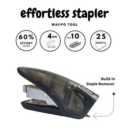 Effortless One-Touch Stapler, Easy Press Office Stapler for Classroom, Home and Office, Holds Full Strip of Staples, 25 Sheet Capacity, Plier Staplers with Staples, Black
