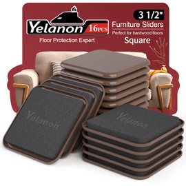 Yelanon Square Furniture Sliders – 16 PCS 3.5" Floor Protectors for Furniture – Strong Furniture Movers Sliders – Protects Floors from Scratches