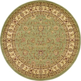 Unique Loom Voyage Collection Traditional Oriental Classic Intricate Design Area Rug (6' 0 x 6' 0 Round, Green/Ivory)