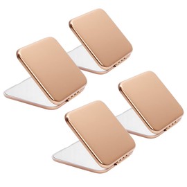 Compact Mirror for Purse, Metal Square Shell, Double-Sided 1X/2X Magnifying, Portable Travel Makeup Mirror, Mini Pocket Mirror, Rose Glod, 4 Packs