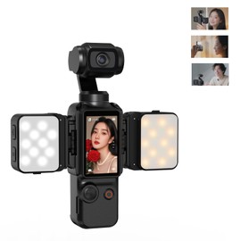 Flymile 2PCS Pocket 3 Magnetic Mini LED Light Accessories, 8700K Adjustable Fill Video Light with Quick-Release Dual Cold Shoe Expansion Adapter for DJI Osmo Action 5 Pro/4/3 Camera Cage Attachment