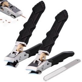 2 x nail clippers, nail clippers for seniors, nail clippers with wide jaw opening, splash guard, ergonomic design, suitable for seniors and adults with thick nails