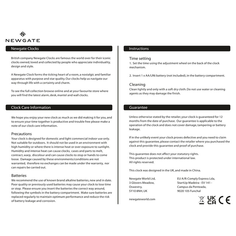 NEWGATE Clocks® Q mantel clock | Modern round design |