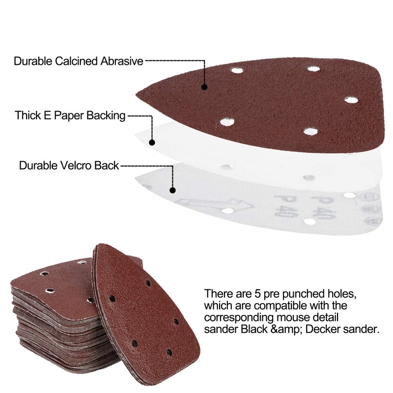 Sanding Sheets Pack of 80 Velcro Sanding Triangles Mouse Detail