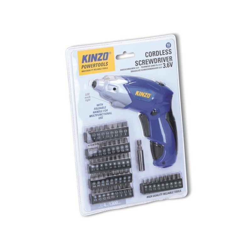 Kinzo Cordless Screwdriver - Electric Screwdriver - with Bit Set