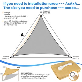 StorageTastic Triangle Sun Shade Sail - 12' x 12' x 12', Breathable Sunshades for Outdoor Patio, Garden, Deck, Yard, Tear & Fade, UV Block Awnings for Patio Shade with Ropes Resist Wear (Sand)