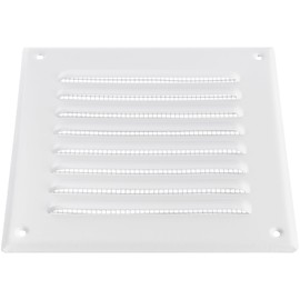 HVAC OV 5 x 5 Inch (Inner) White Stainless Steel Square Air Vent Cover, Register Vent Deflector, HVAC Louvered Grille with Mesh Screen, Bathroom Home Office Kitchen 6.5 x 6.5 Inch (Outer)