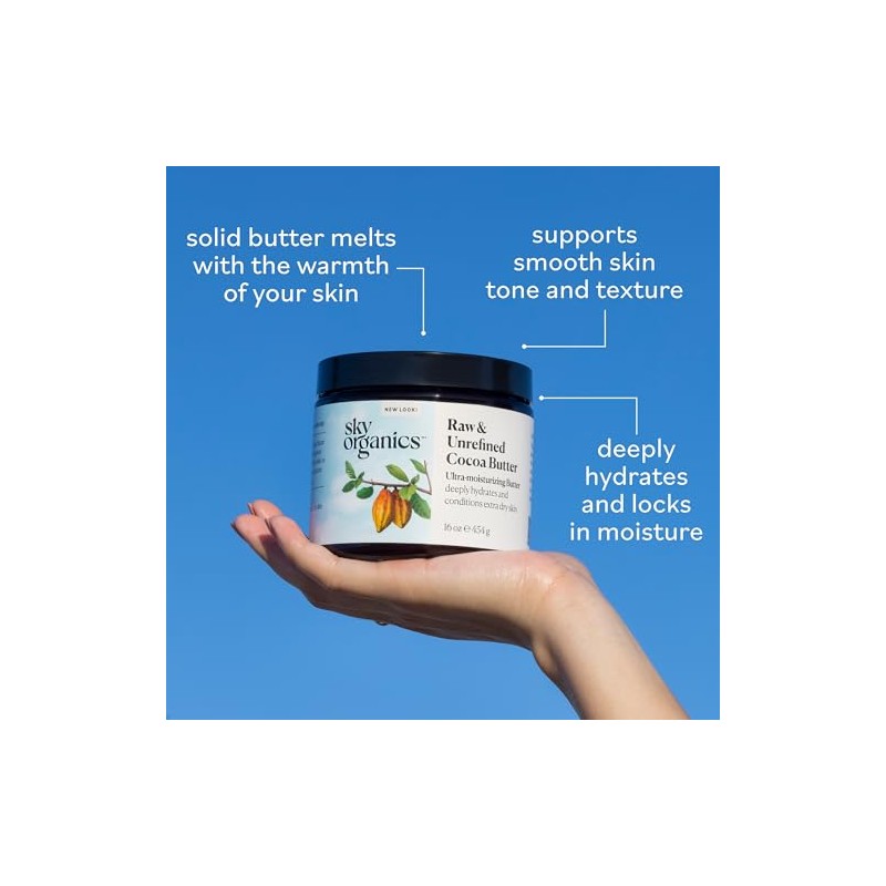 Organic Cocoa Butter Sky Organics Unrefined 100 Pure Raw 16oz
