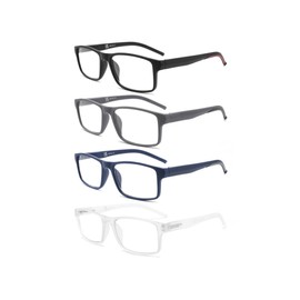 MODFANS Reading Glasses Men Readers 4 Pack,Blue Light Blocking Reading Glasses Anti Glare/Eye Strain Filter UV,Rectangular Unisex Lightweight Frame Comfortable Spring Hinge Eyeglasses 2.50