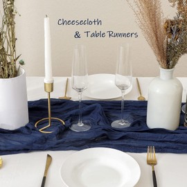 YARGEZON 12 Pack 10 Ft Dark Navy Blue Cheesecloth Table Runner Gauze Cheese Cloth for Dark Blue Bridal Baby Shower Wedding Decor (35 x 120 Inch)