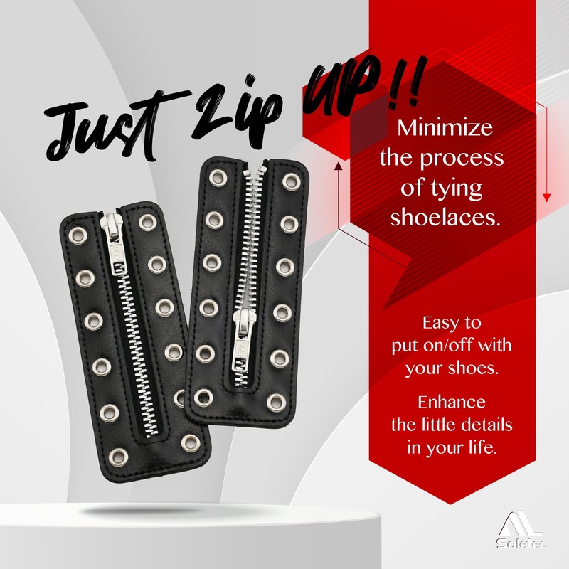 Soletec Leather Lace-in Boot Zipper Inserts for All Brands, Tieless