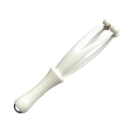 In1docom Massage Stick 360 Degree Steel Ball Finger Massager Milky White, Acupressure Point Massage